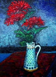 Richard Meyer, Chrysanthemums in a tall jug